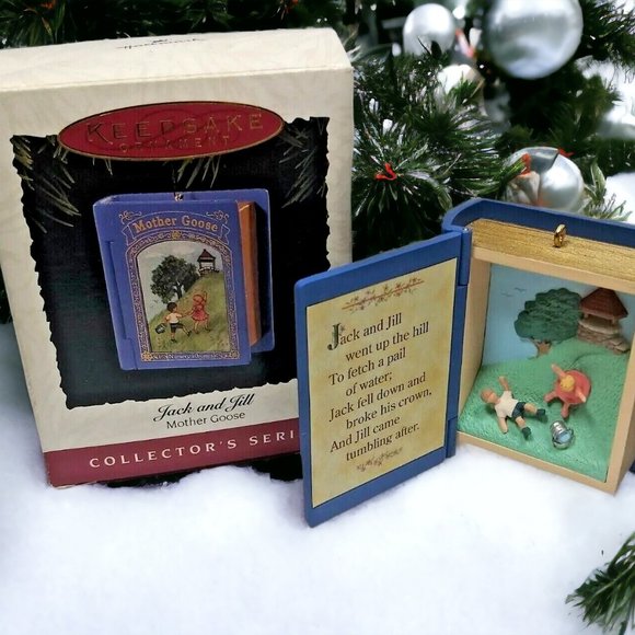 {Vintage} Hallmark Christmas Ornament Jack & Jill Book 1995 Mother Goose Blue - Picture 8 of 8